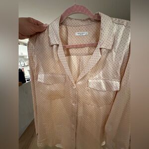 Equipment 100% Silk Button Down Polka Dot Size Large